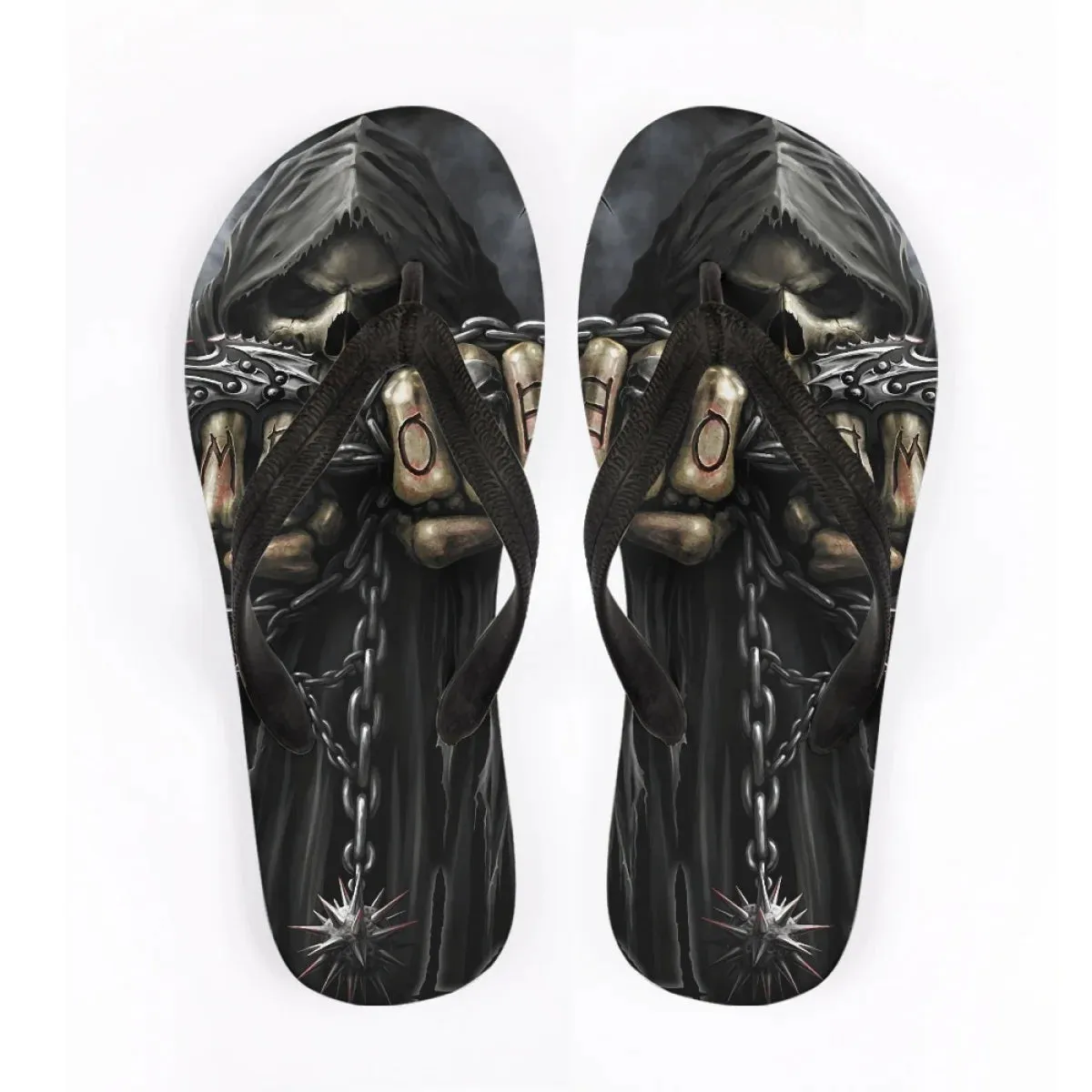 Men's Beach Skull Flip Flops Soft Non-Slip Summer Slippers Punk Hip Hop Sandals for Men & Boys