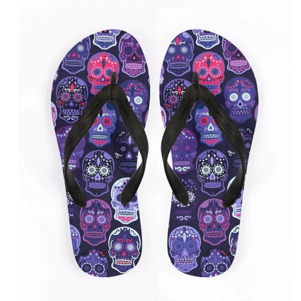 Men's Beach Skull Flip Flops Soft Non-Slip Summer Slippers Punk Hip Hop Sandals for Men & Boys