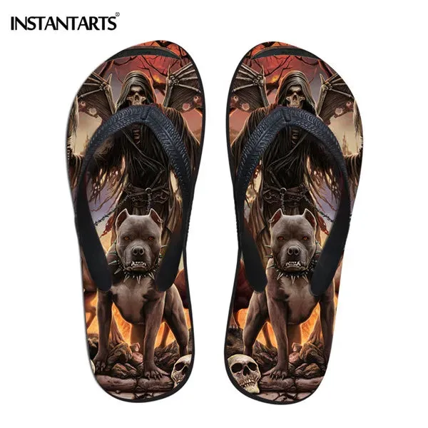 Men's Beach Skull Flip Flops Soft Non-Slip Summer Slippers Punk Hip Hop Sandals for Men & Boys