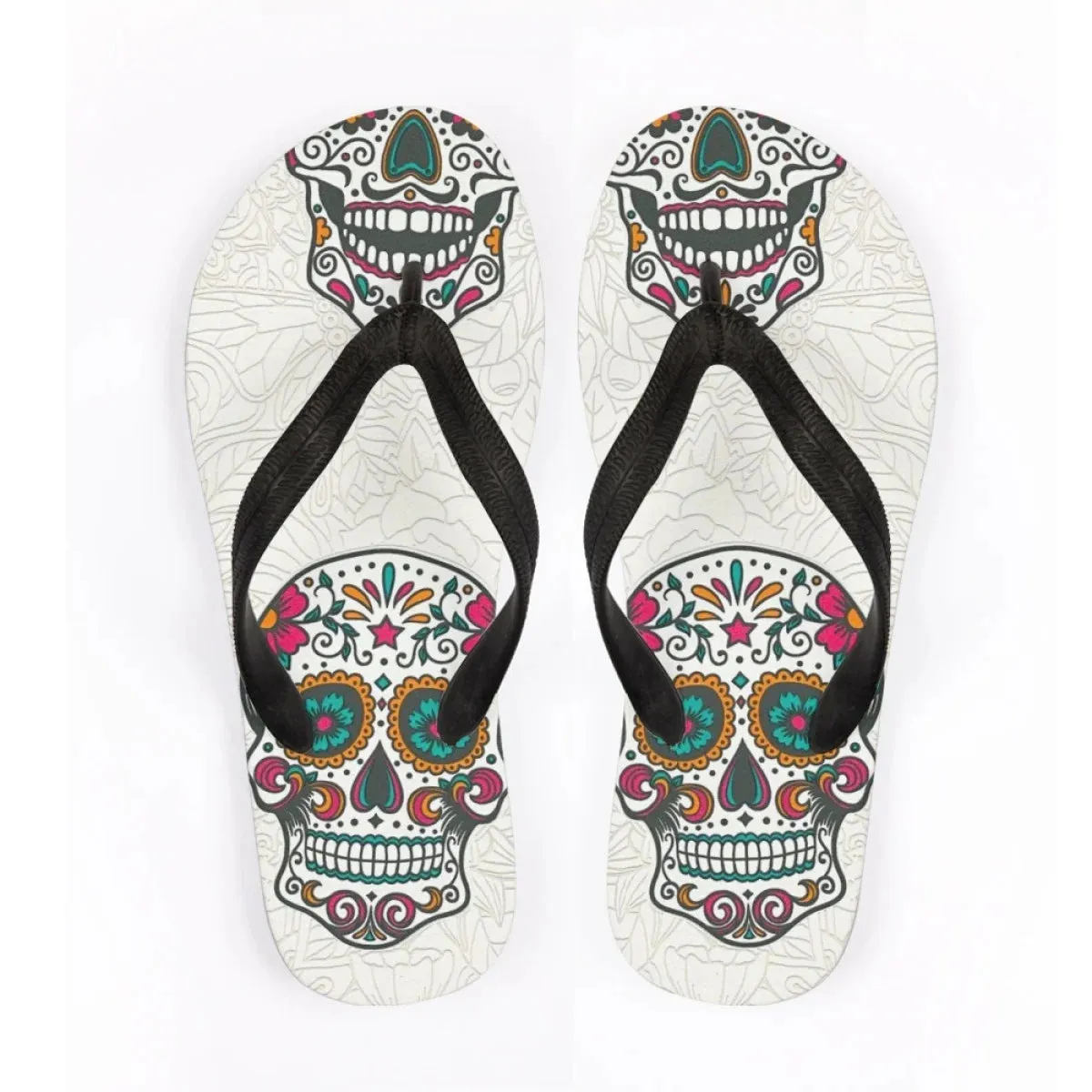 Men's Beach Skull Flip Flops Soft Non-Slip Summer Slippers Punk Hip Hop Sandals for Men & Boys