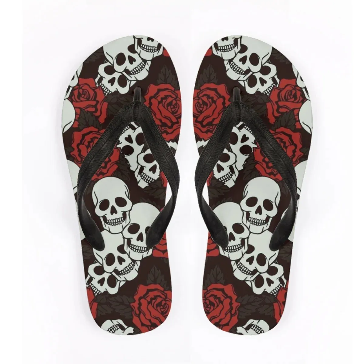 Men's Beach Skull Flip Flops Soft Non-Slip Summer Slippers Punk Hip Hop Sandals for Men & Boys