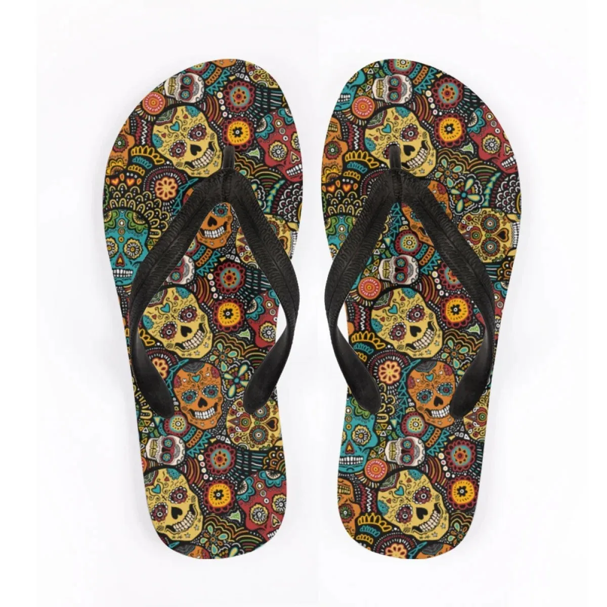 Men's Beach Skull Flip Flops Soft Non-Slip Summer Slippers Punk Hip Hop Sandals for Men & Boys