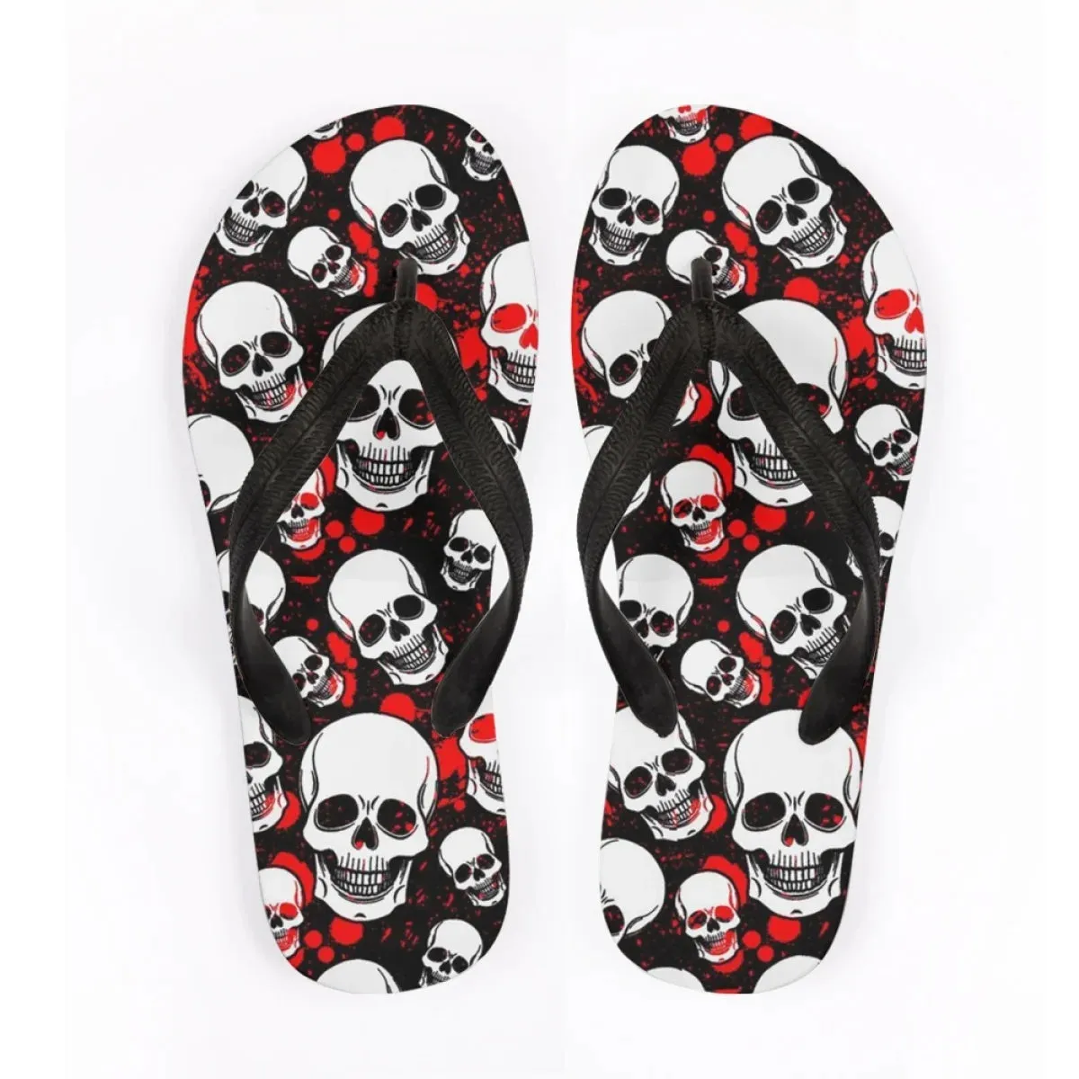 Men's Beach Skull Flip Flops Soft Non-Slip Summer Slippers Punk Hip Hop Sandals for Men & Boys