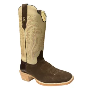 Men's Chocolate Heavy Roughout Cowhide Cowboy Boot By R. Watson RW8221