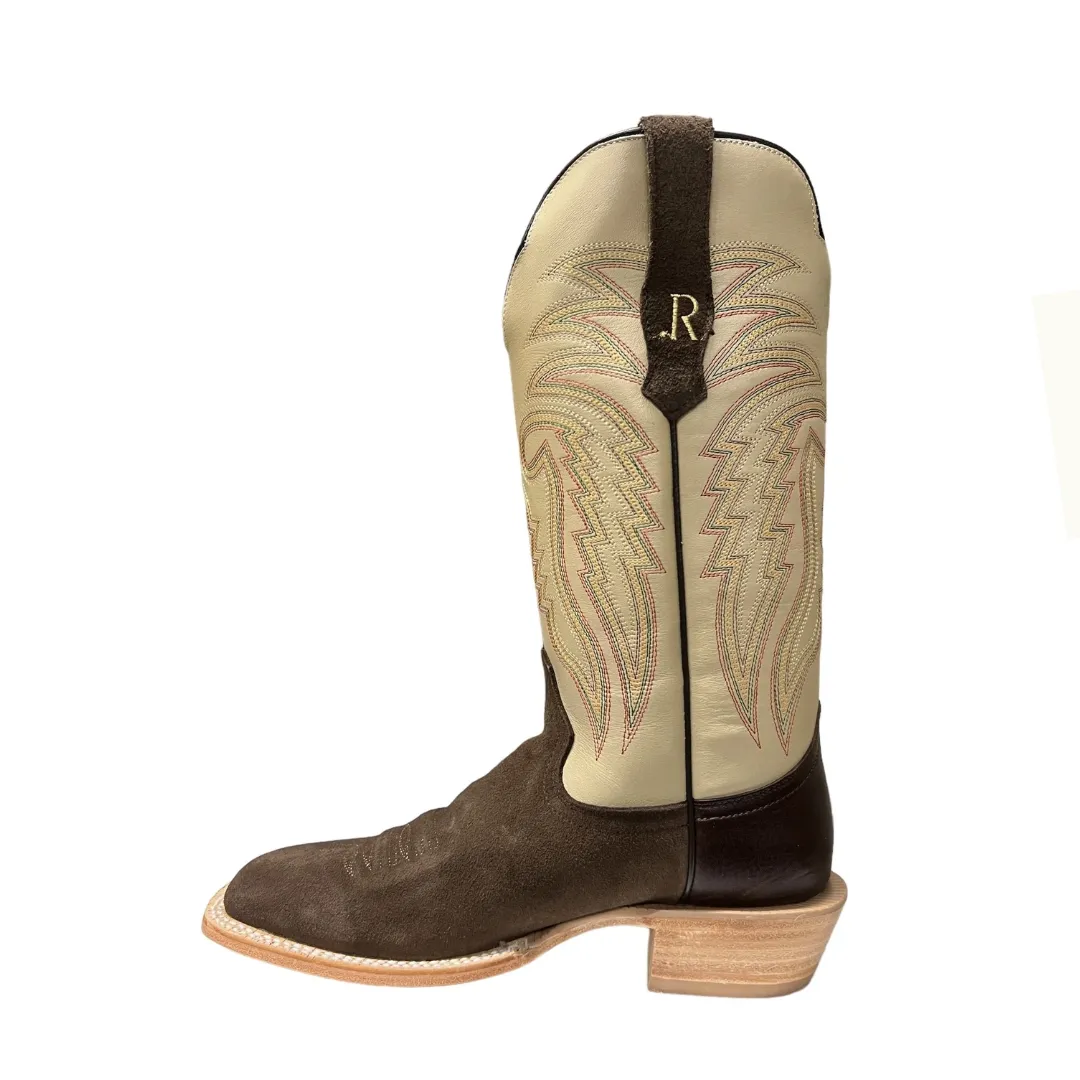 Men's Chocolate Heavy Roughout Cowhide Cowboy Boot By R. Watson RW8221