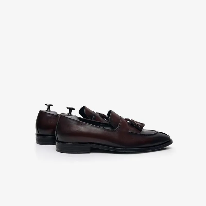 Mens Loafer Cowhide Tassel