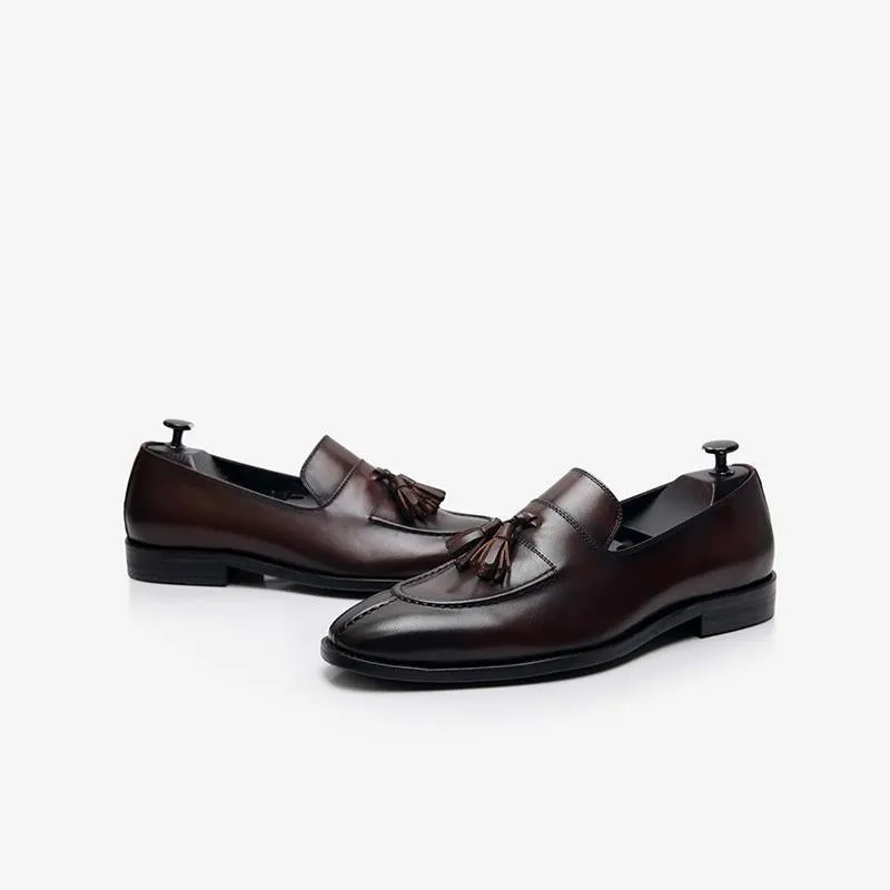 Mens Loafer Cowhide Tassel