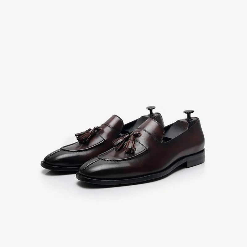 Mens Loafer Cowhide Tassel