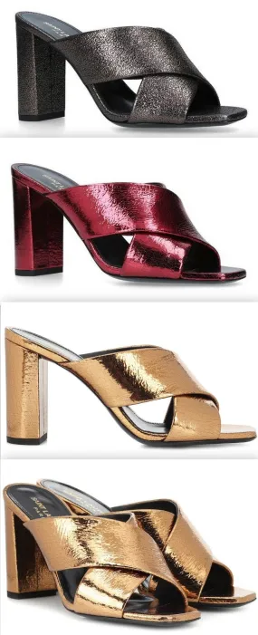 Metallic 'Lou Lou' Mules - Black, Red, Gold