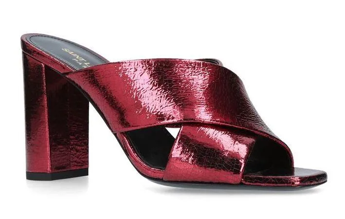 Metallic 'Lou Lou' Mules - Black, Red, Gold