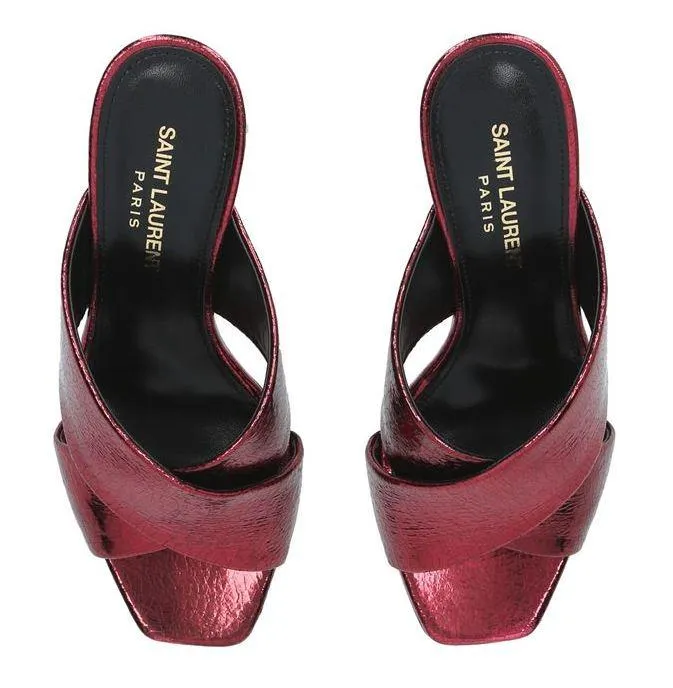 Metallic 'Lou Lou' Mules - Black, Red, Gold