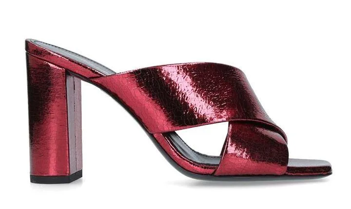 Metallic 'Lou Lou' Mules - Black, Red, Gold