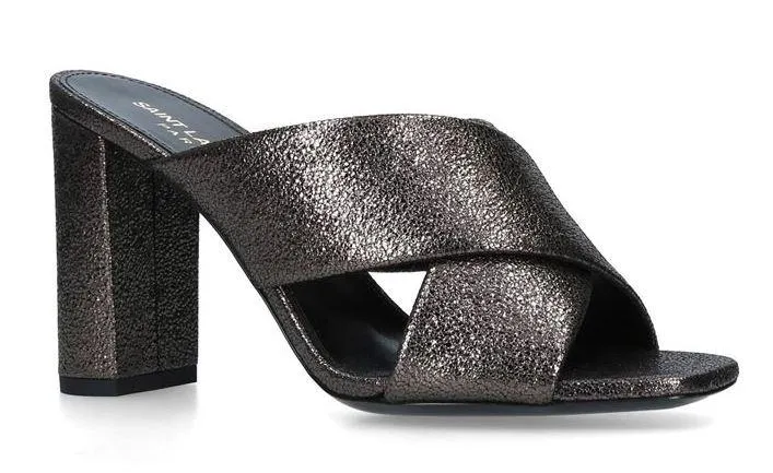 Metallic 'Lou Lou' Mules - Black, Red, Gold