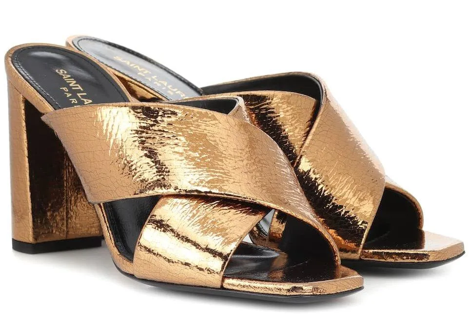 Metallic 'Lou Lou' Mules - Black, Red, Gold