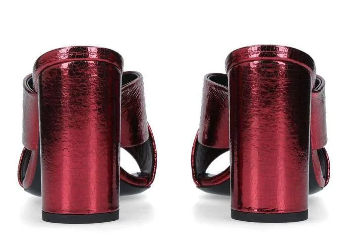 Metallic 'Lou Lou' Mules - Black, Red, Gold