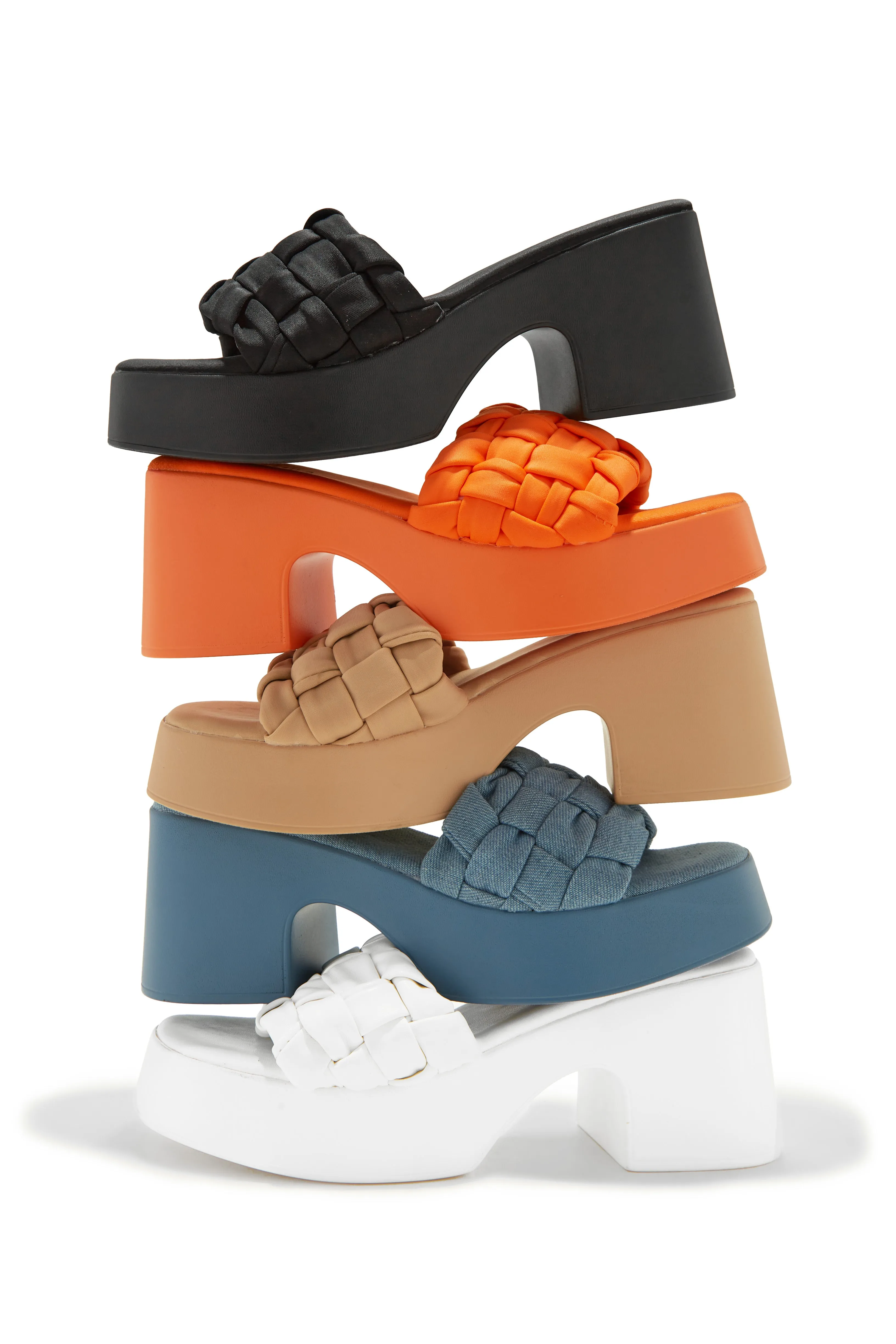 Miley Platform Block Heel Mules - Denim