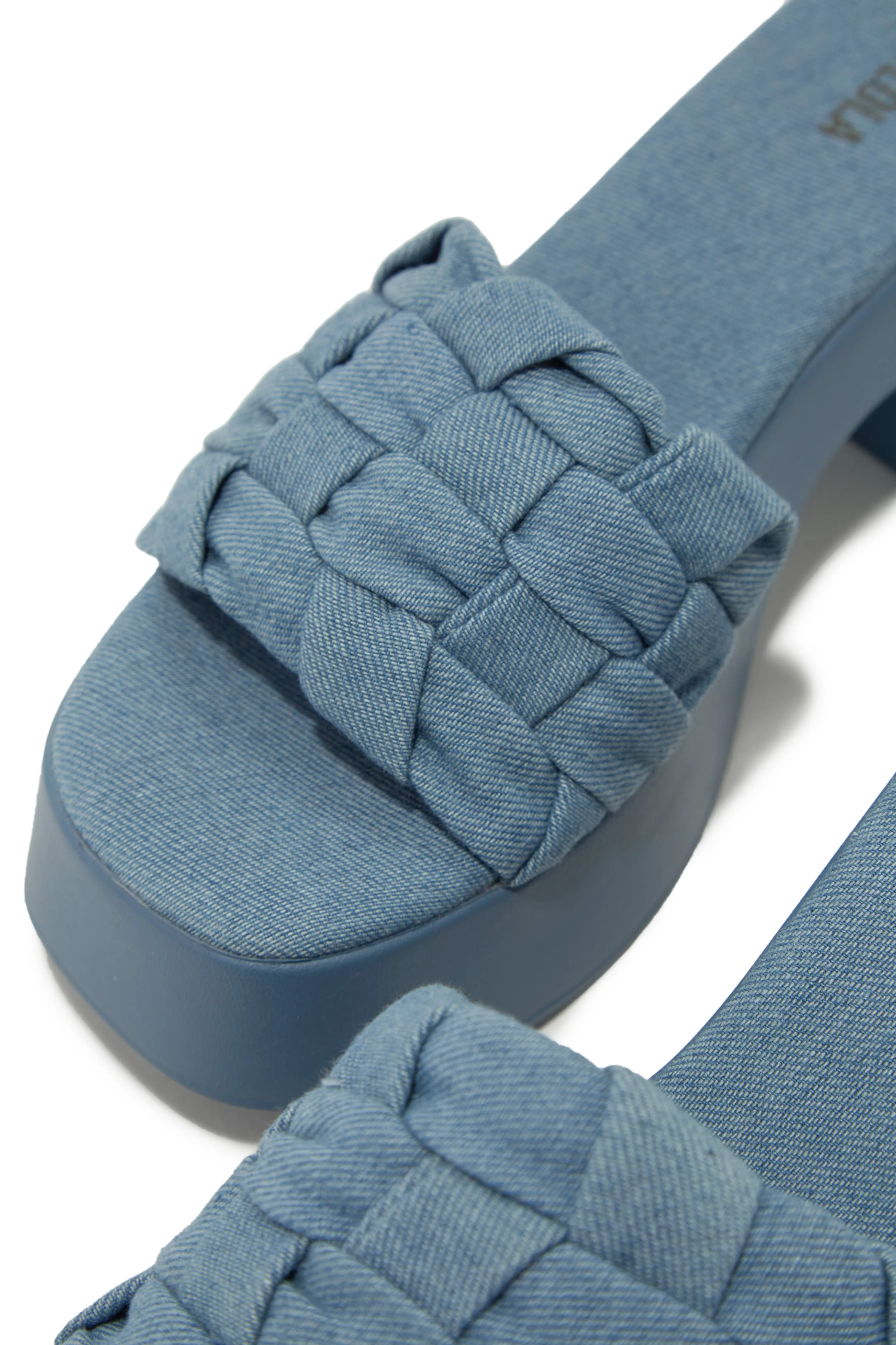 Miley Platform Block Heel Mules - Denim
