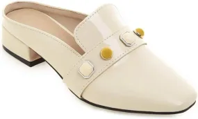 MIOKE Women's Comfy Low Heel Mules Square Toe Backless Slip On Loafer Slide Dress Slipper Shoes