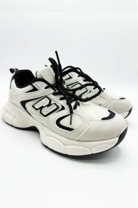 Novastride Mesh Lace-Up Trainers in Beige
