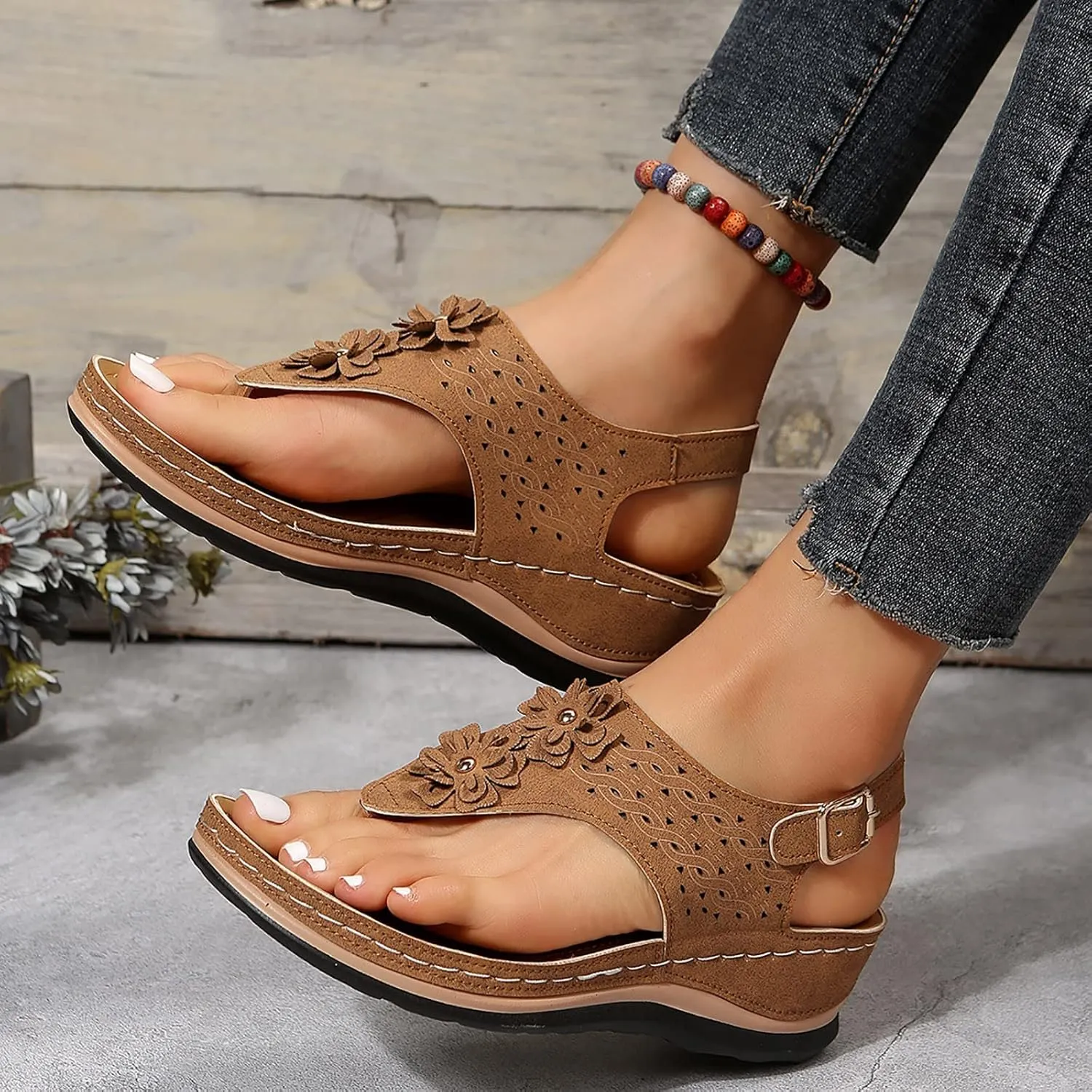 Orthopedic Sandals for Women 2025 High Arch Support Flip Flops Wedge Sandal Comfortable Beach Shoes Dressy Summer Casual