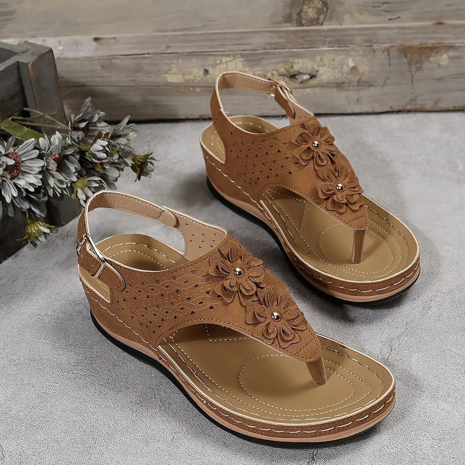 Orthopedic Sandals for Women 2025 High Arch Support Flip Flops Wedge Sandal Comfortable Beach Shoes Dressy Summer Casual