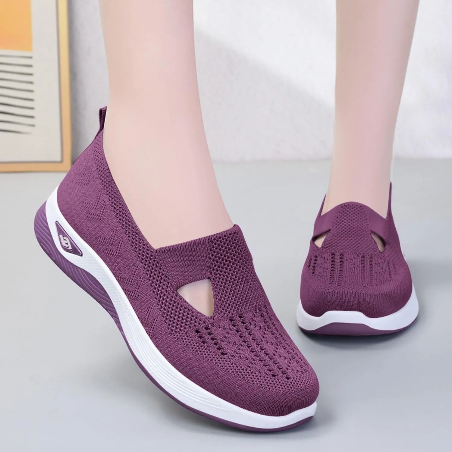 Orthopedic Shoes for Women 2024 Woven Slip on Walking Shoes Arch Support Diabetic Breathable Soft Shoes Lightweight Sneakers