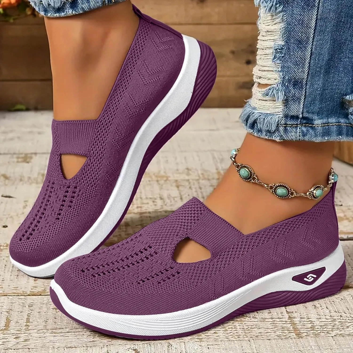 Orthopedic Shoes for Women Dressy,Breathable Soft Slip on Sneakers Shoes Arch Support Foam Walking Shoes Anti-Skid Sneakers Casual Shoes Lightweight Hands Free Shoe