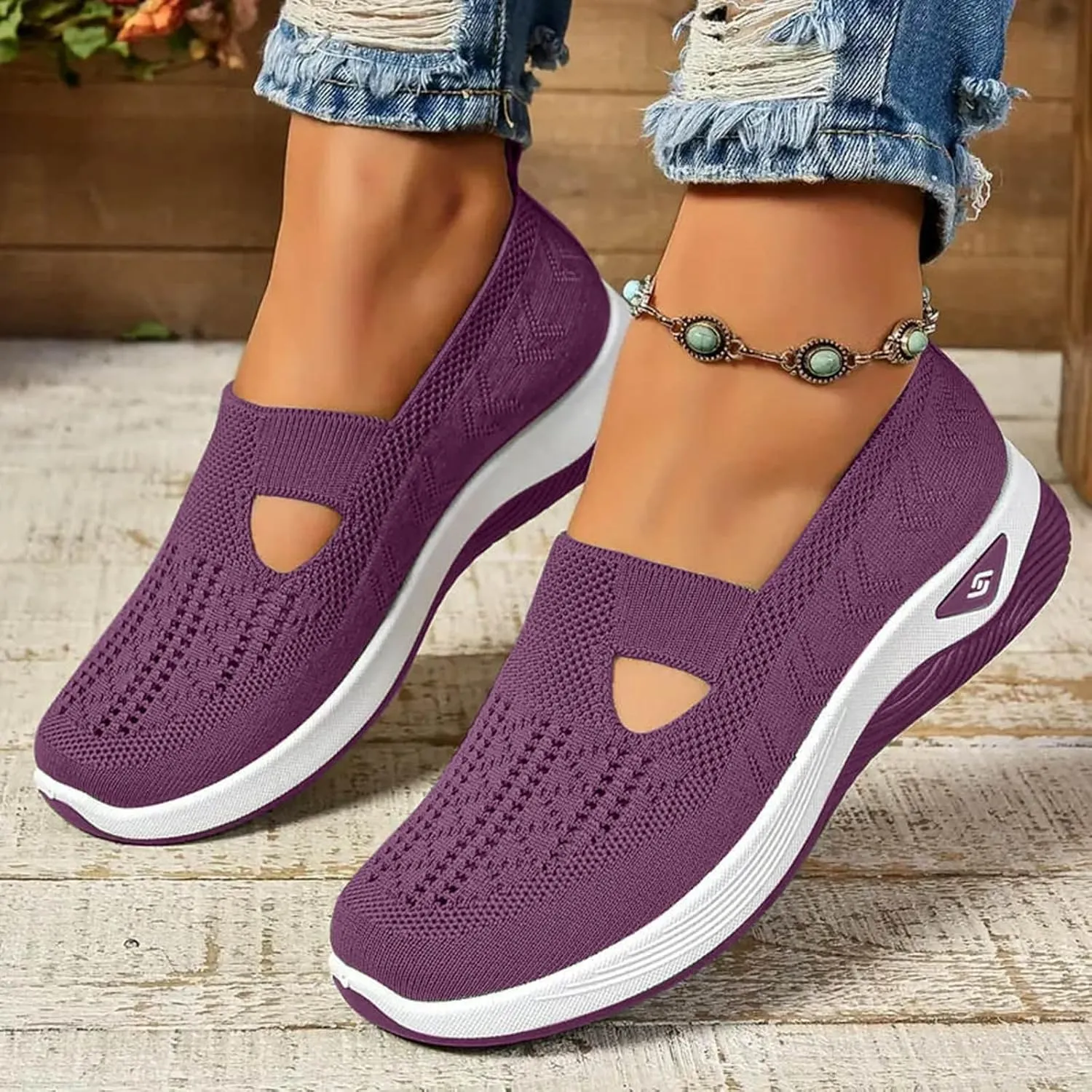 Orthopedic Shoes for Women Dressy,Breathable Soft Slip on Sneakers Shoes Arch Support Foam Walking Shoes Anti-Skid Sneakers Casual Shoes Lightweight Hands Free Shoe