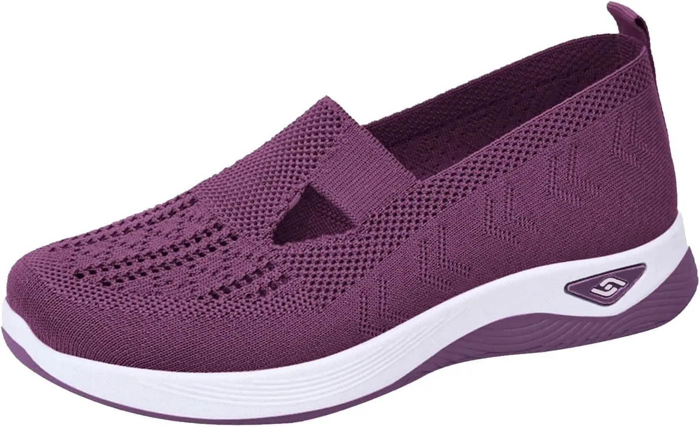 Orthopedic Shoes for Women Dressy,Breathable Soft Slip on Sneakers Shoes Arch Support Foam Walking Shoes Anti-Skid Sneakers Casual Shoes Lightweight Hands Free Shoe