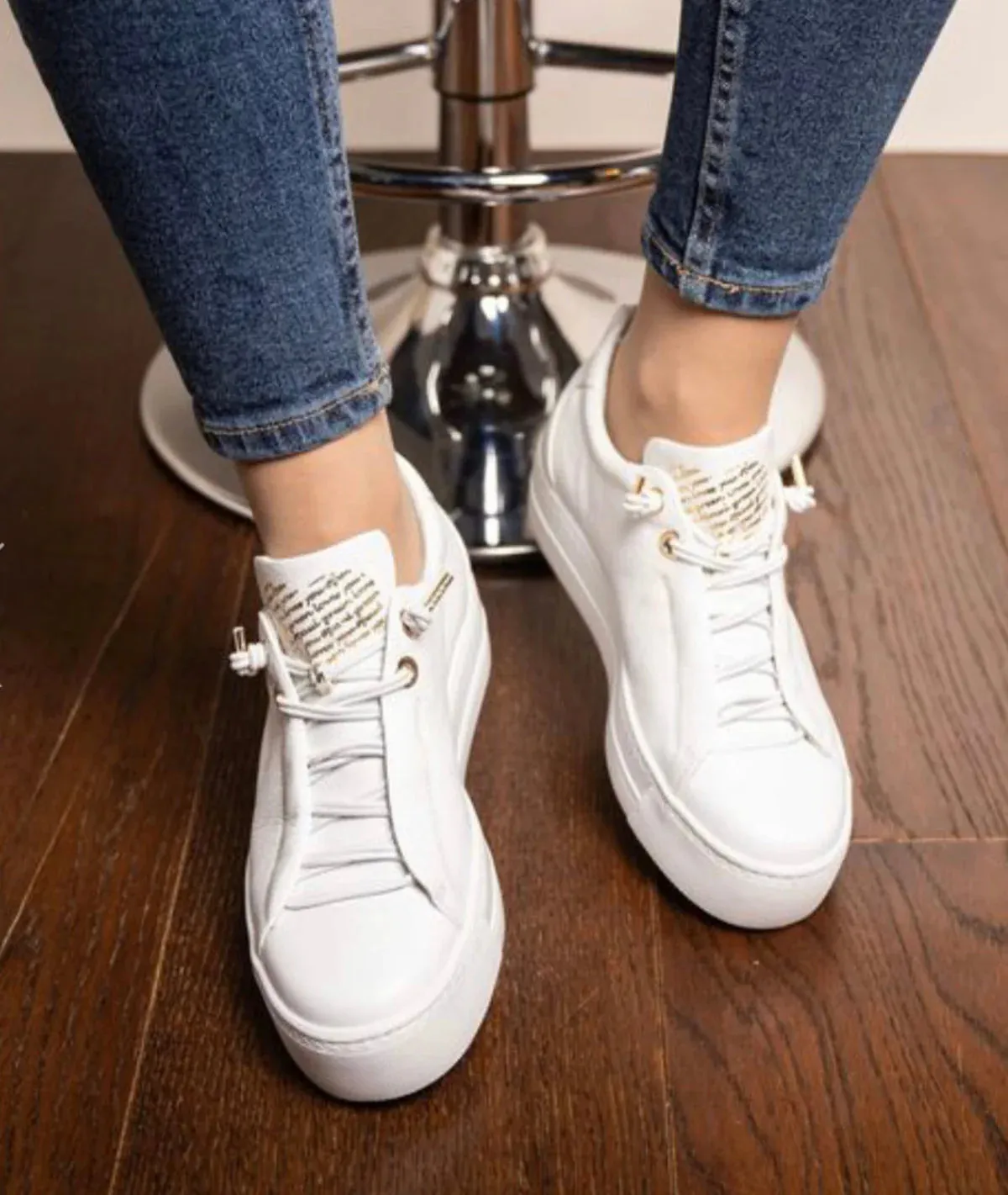 Paul Green - 5017 White Elastic Slip On Trainer*