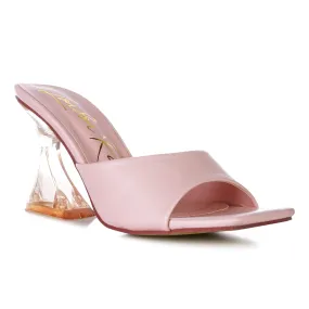 Pink Clear Spool Heeled Sandal
