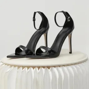 Pointed Patent Leather Open Toe Buckle Strap Thin High-heeled Party High Heel