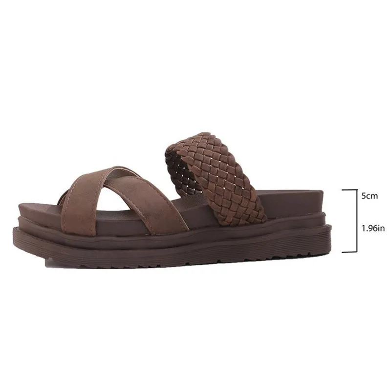 Retro braided chunky platform slides