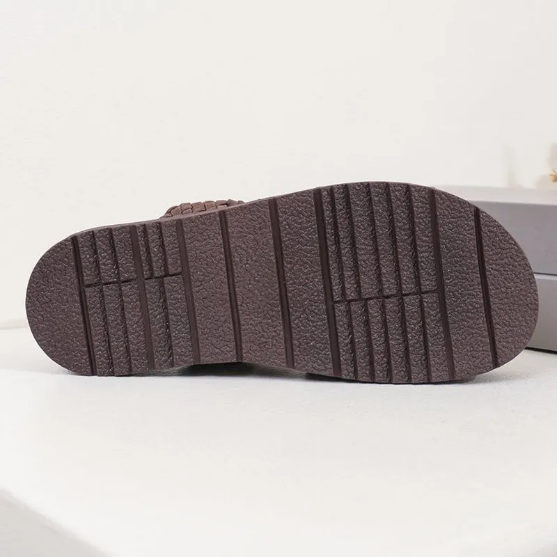 Retro braided chunky platform slides