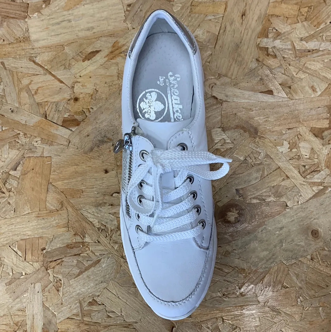 Rieker Womens Fashion Wedged Heel Trainers - White