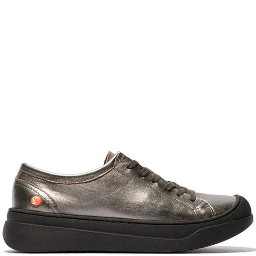 Softinos Women's APUR771SOF Leather Lace-up Trainers Graphite Grey