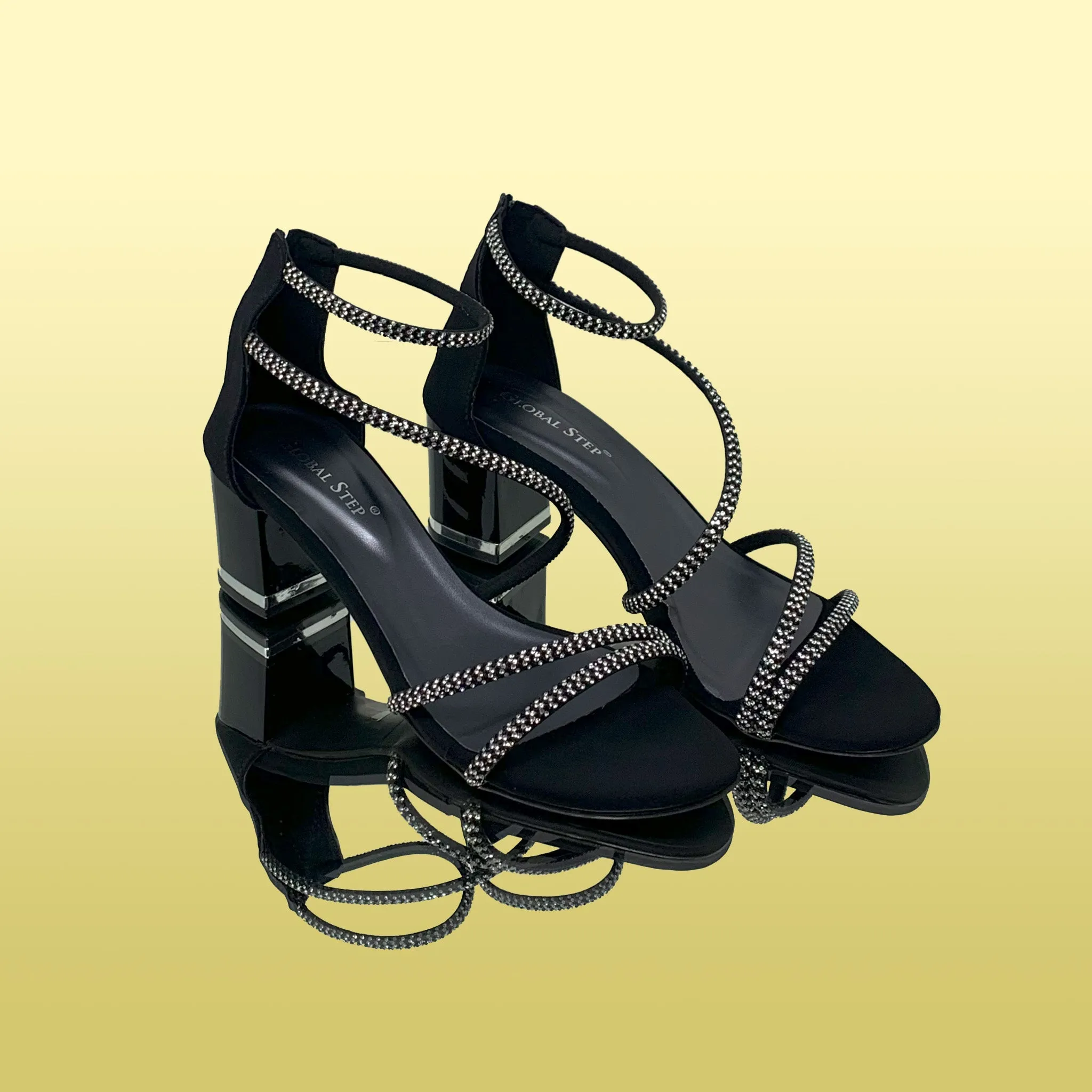 Strappy Rhinestone Heeled Sandals