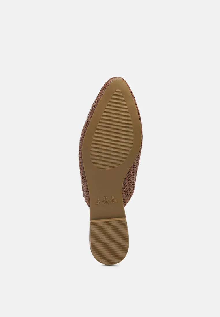 Straw Very Woven Raffia Mules