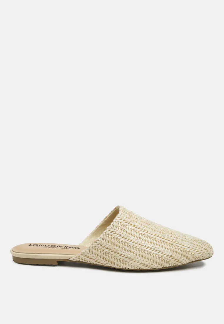 Straw Very Woven Raffia Mules