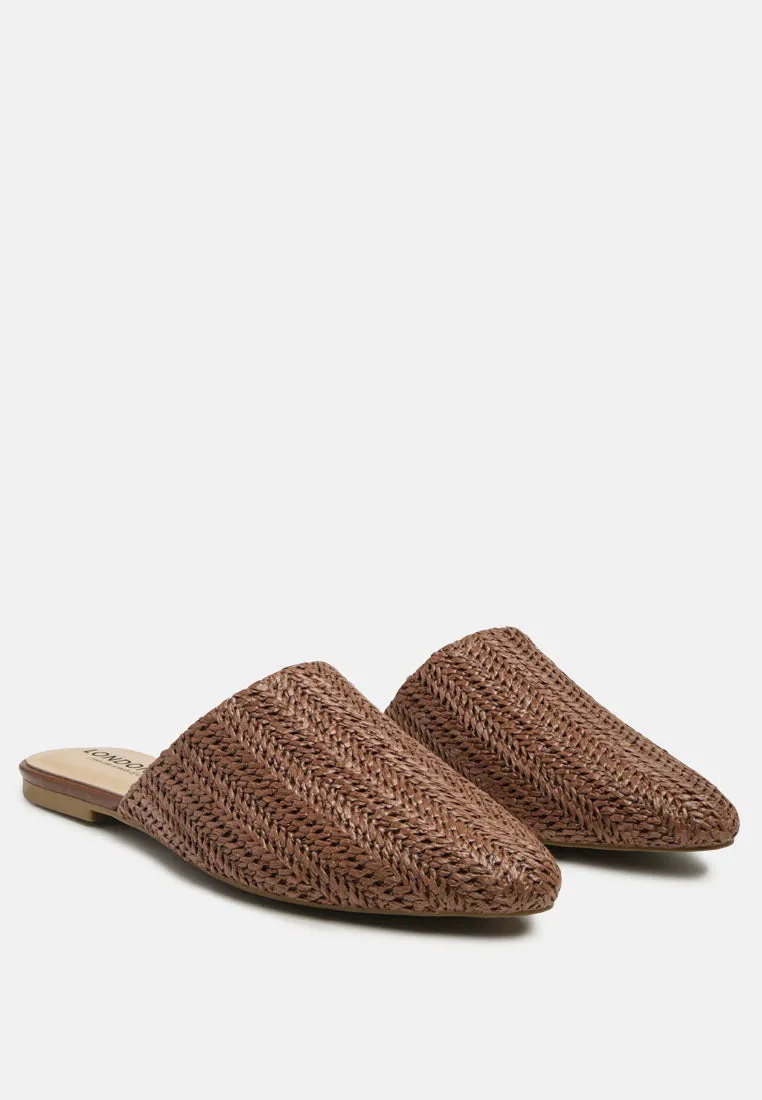 Straw Very Woven Raffia Mules