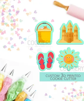 Summer Beach Mini Cookie Cutter Set - Mini Beach Cookie cutter Set - 3D Printed Cookie Cutter - TCK21125 - Set of 4