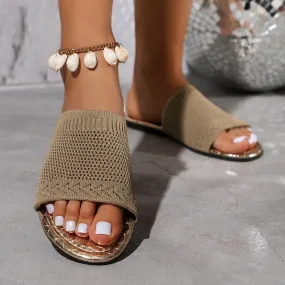 Summer knitted slides with open toe