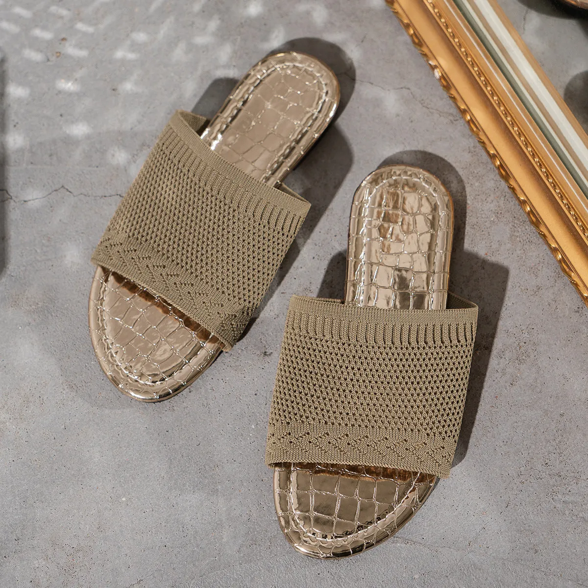 Summer knitted slides with open toe