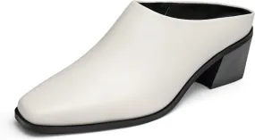 Trary Womens Mules, Closed Square Toe Chunky Heel Mules, Low Block Heel Backless Loafers Shoes, Slip On Mules for Women Dress Party Shoes