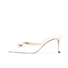 Trend4us Double-Buckle Satin Pointed-Toe Mules