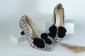 WALKBROS WOMEN'S KITTEN HEELS POINTED TOE PUMPS - LEOPARD