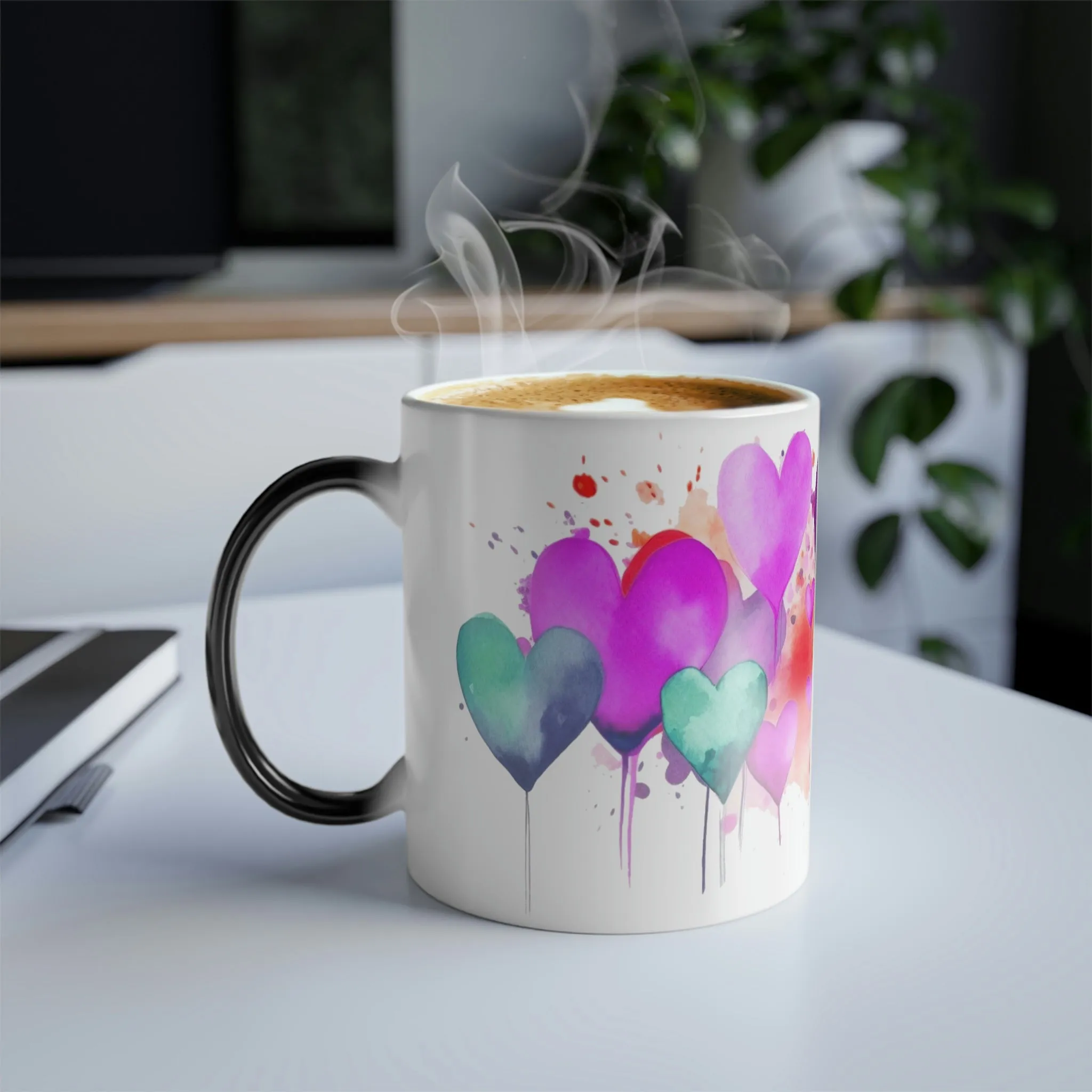 Watercolor Hearts - Magic Mug - Perfect Gift for the Mom, Mama, Sister, Grandma or as a House Warming Present