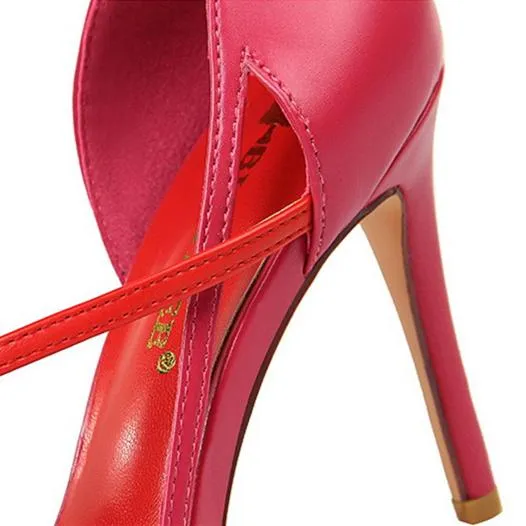 Women color block side cut pointed toe stiletto high heels