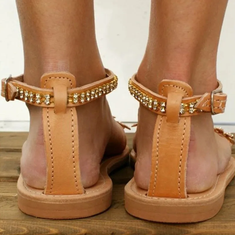 Women Rhinestone Casual Flat Wedding Sandals