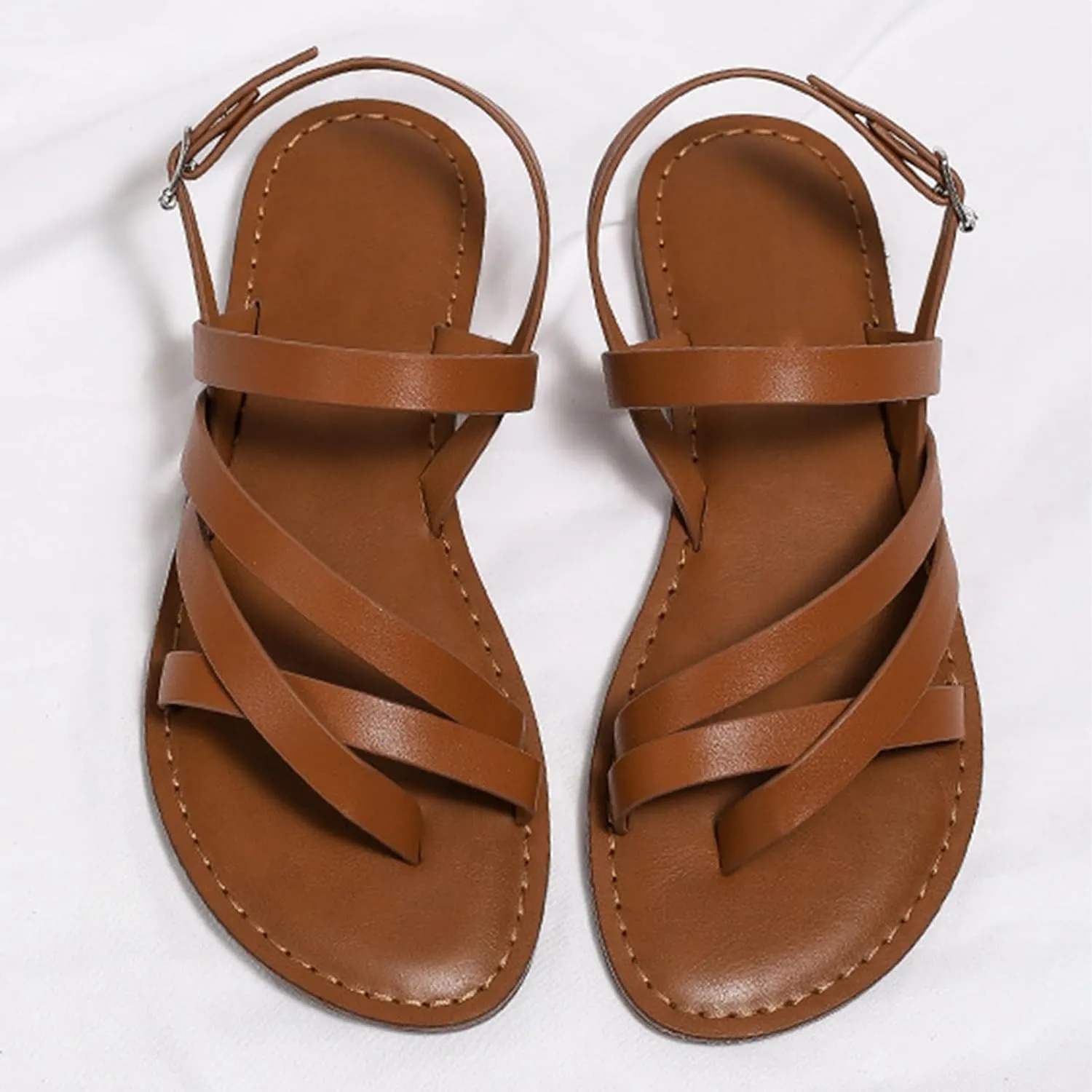 Women's Casual Strappy Sandal Adjustable Open Toe Casual Fisherman Sandal Casual Strappy Dressy Comfortable Ankle Strap Summer Beach Walking Sandals